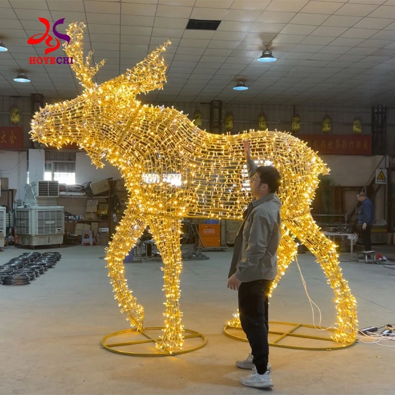 HOYECHI New 3m Outdoor Giant Christmas Moose Christmas Lighting Lanterns